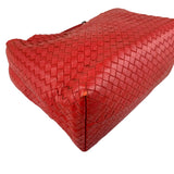 Pre-owned Bottega Veneta Red Intrecciato Woven Nappa Leather Medium Veneta Hobo Bag