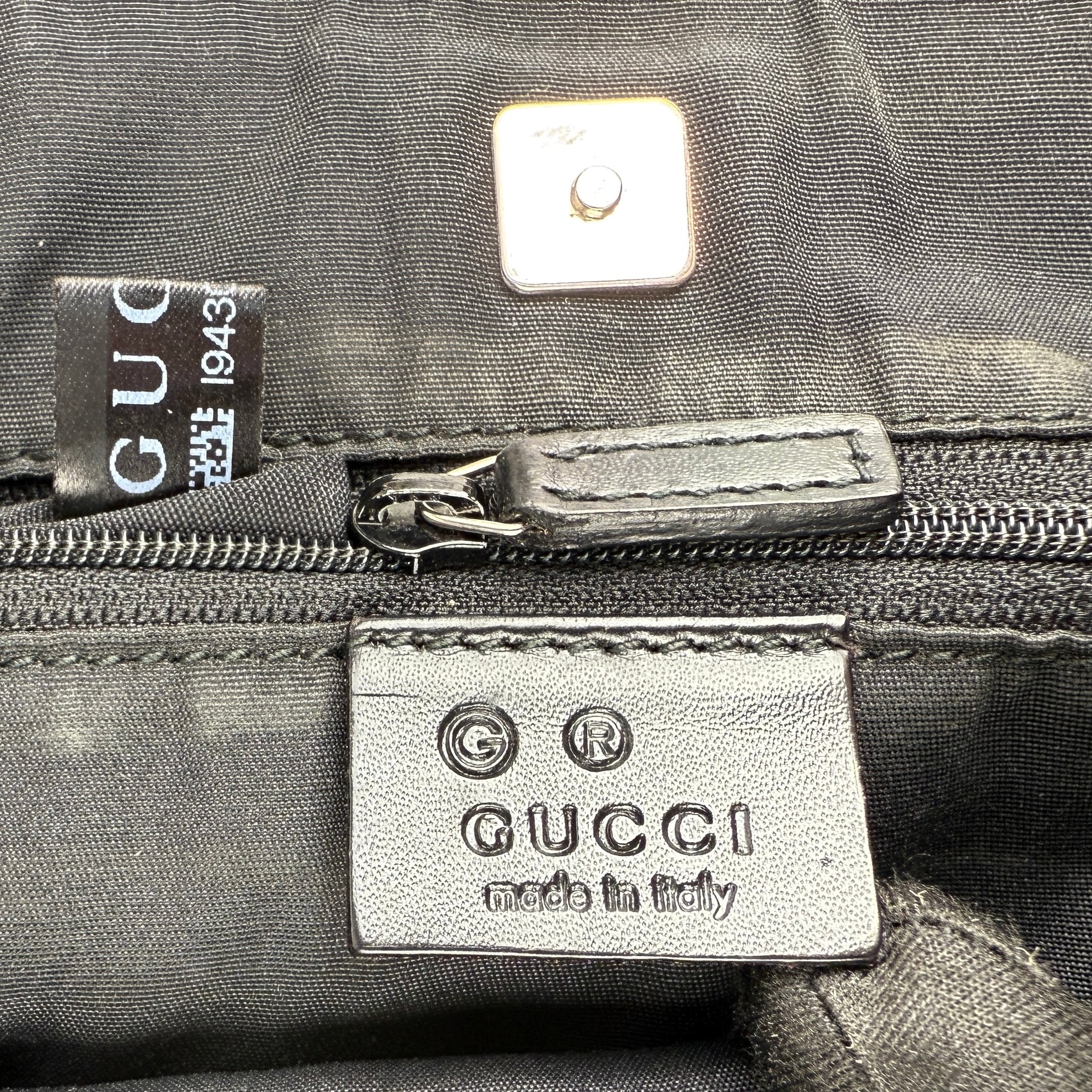 Pre-owned Gucci Green/Black GG Canvas and Leather Abbey Pocket Tote