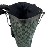 Pre-owned Gucci Green/Black GG Canvas and Leather Abbey Pocket Tote