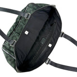 Pre-owned Gucci Green/Black GG Canvas and Leather Abbey Pocket Tote