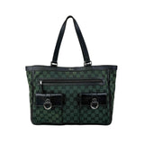 Gucci Green/Black GG Canvas and Leather Abbey Pocket Tote