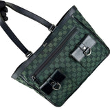 Gucci Green/Black GG Canvas and Leather Abbey Pocket Tote