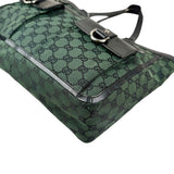 Pre-owned Gucci Green/Black GG Canvas and Leather Abbey Pocket Tote