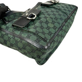 Pre-owned Gucci Green/Black GG Canvas and Leather Abbey Pocket Tote