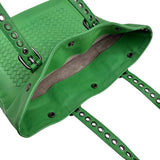 Bottega Veneta Green Leather Intrecciato Tote Bag with Eyelet Handles