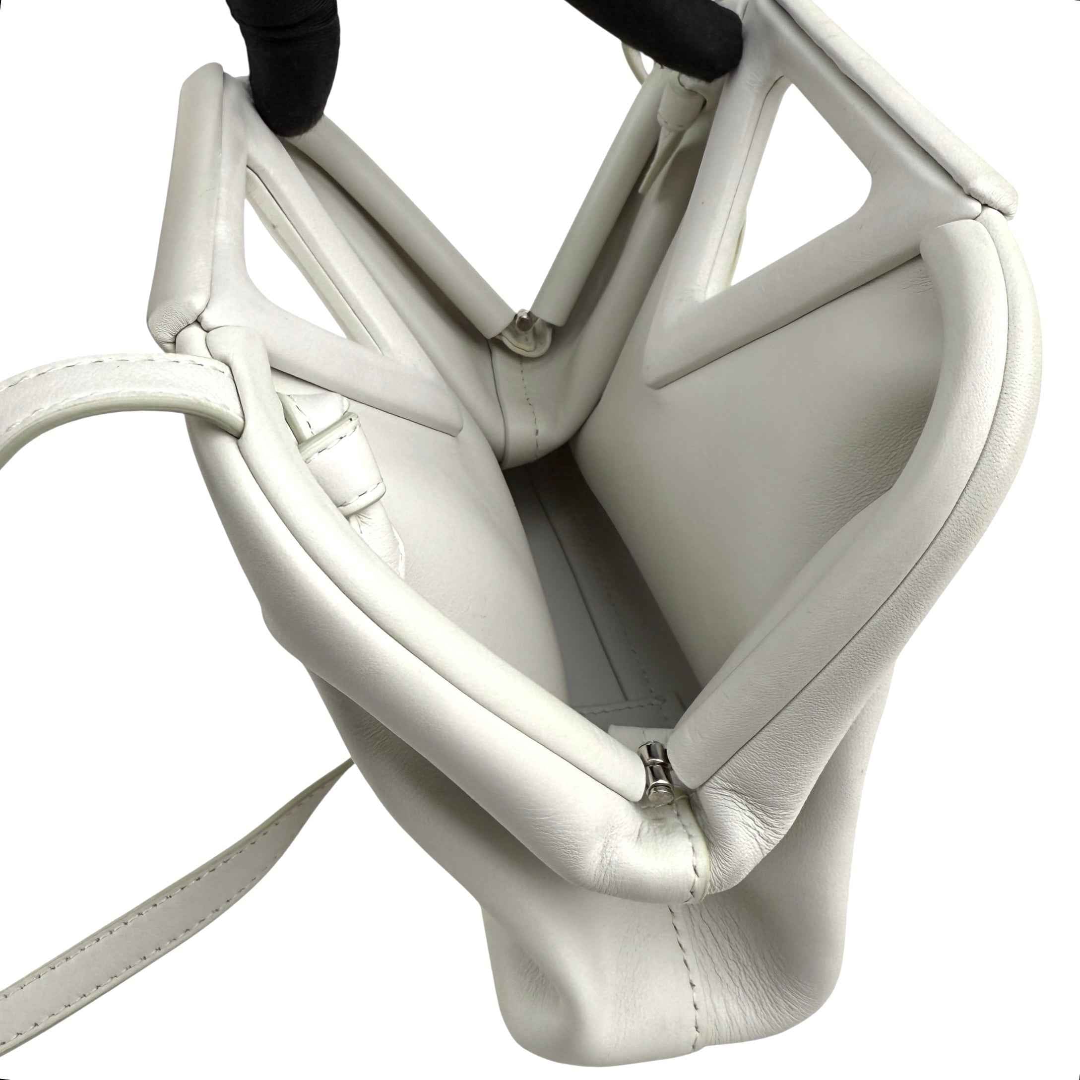 Bottega Veneta Calfskin The Point Triangle Bag Chalk