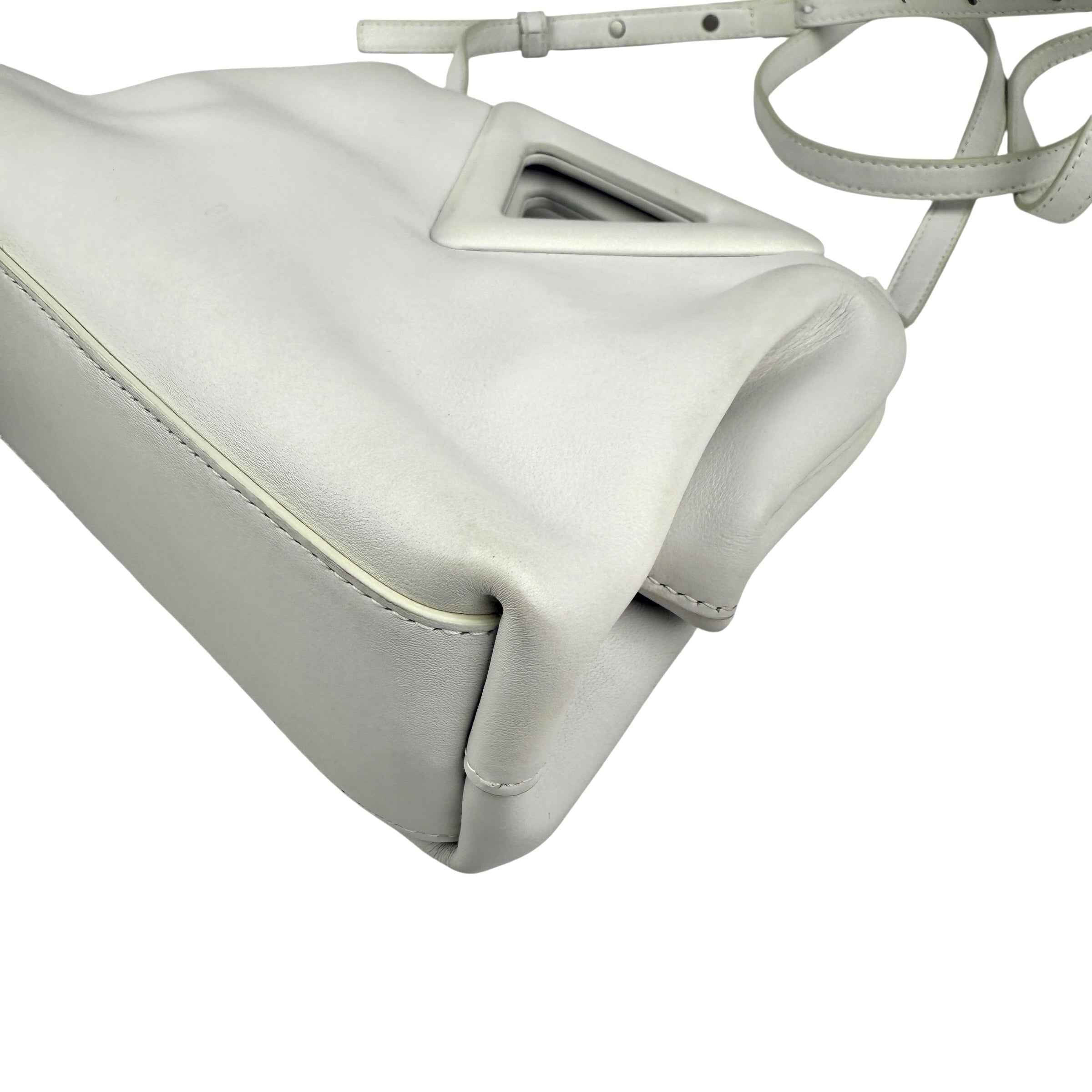 Bottega Veneta Calfskin The Point Triangle Bag Chalk