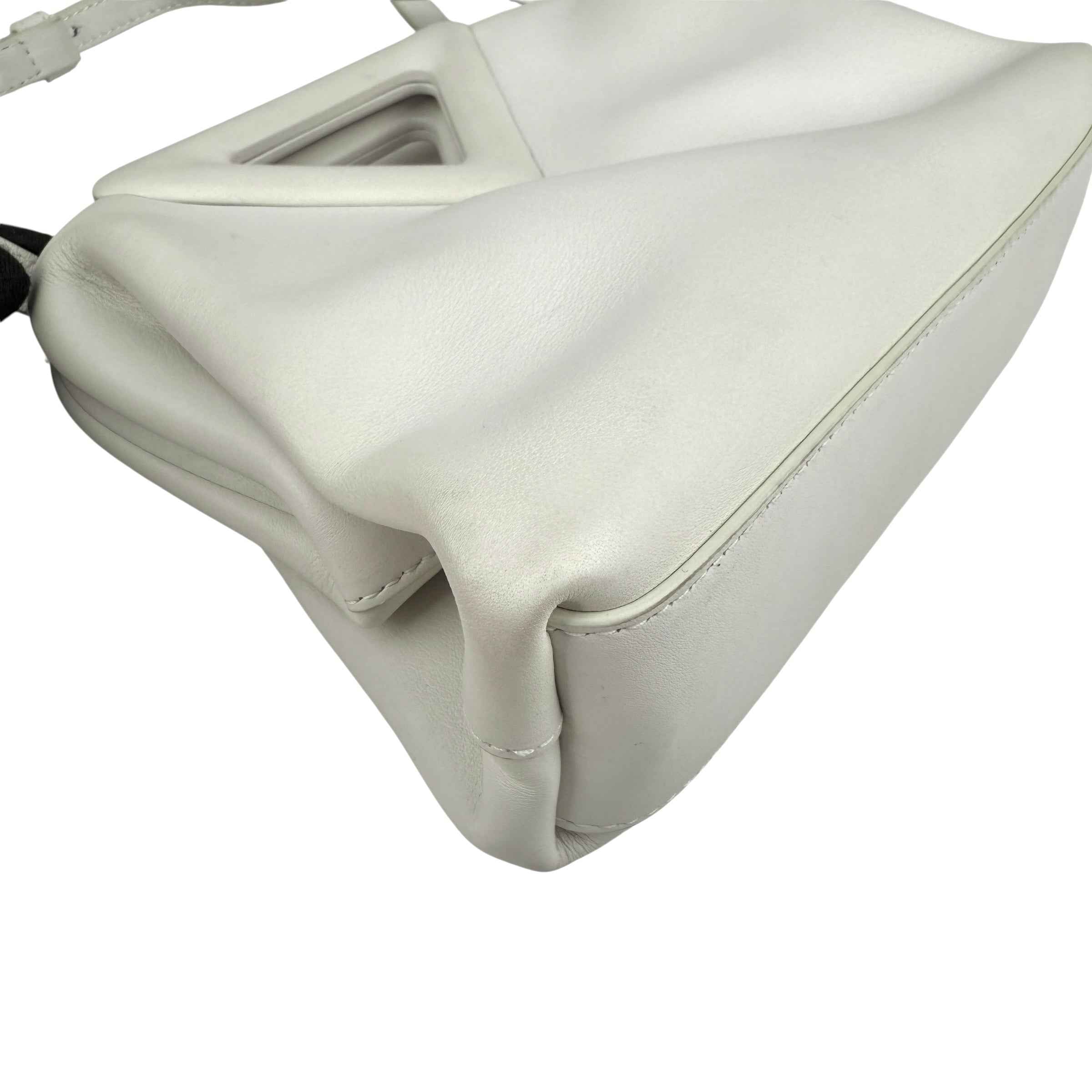 Bottega Veneta Calfskin The Point Triangle Bag Chalk