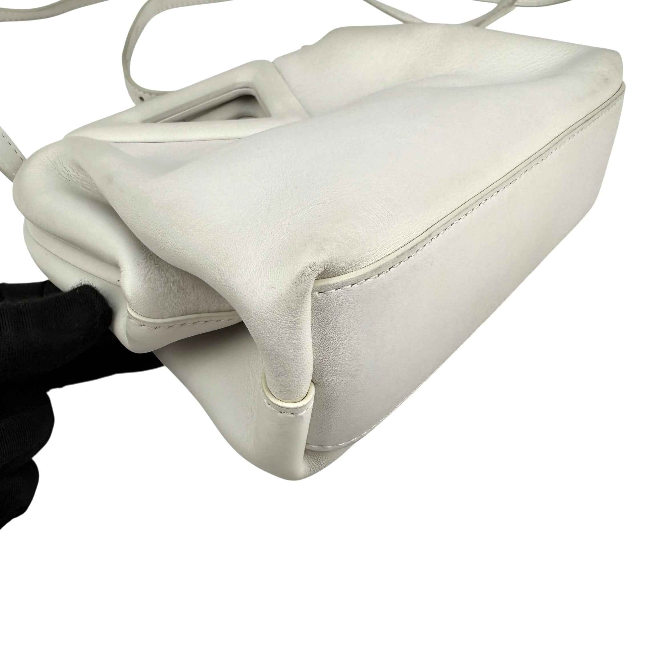 Bottega Veneta Calfskin The Point Triangle Bag Chalk