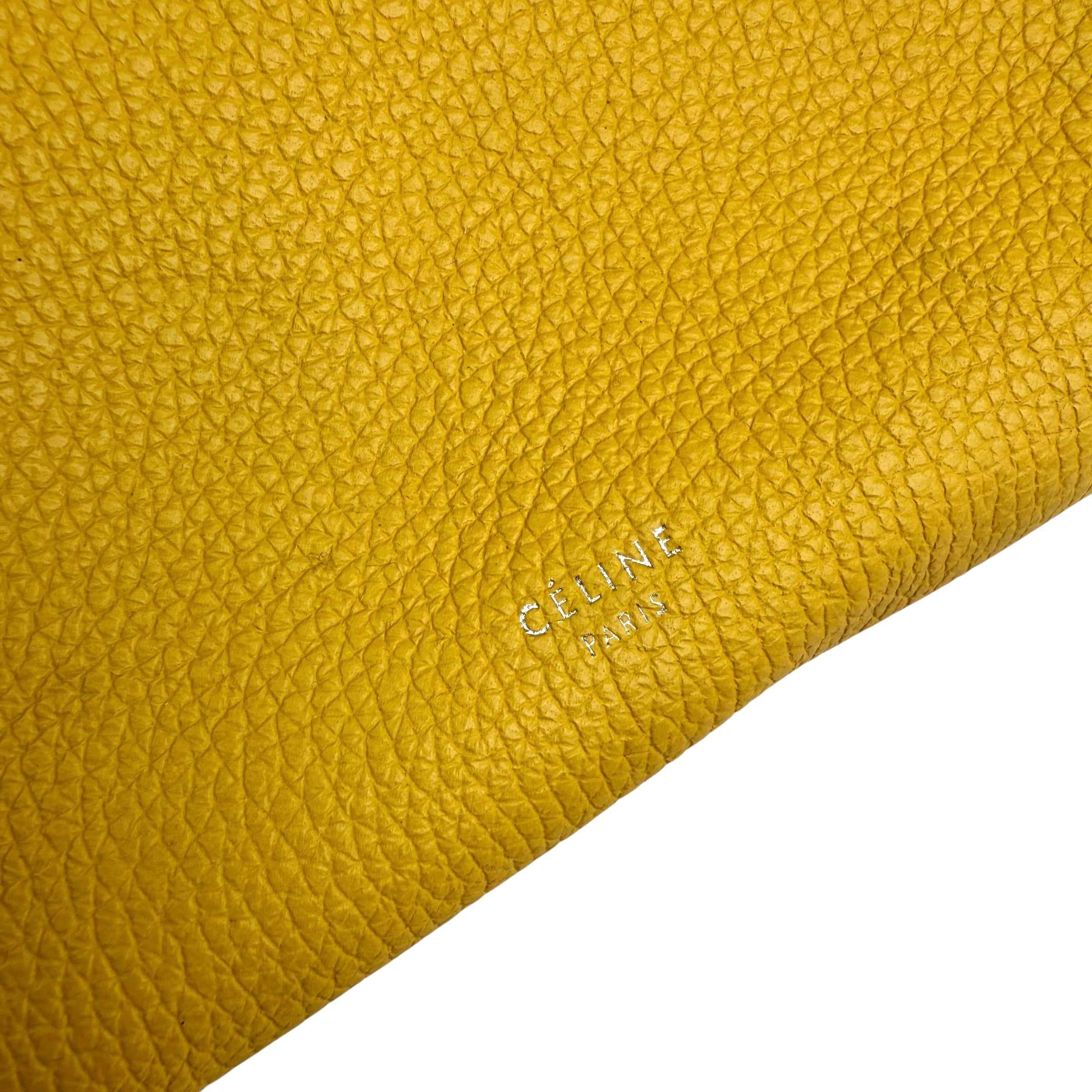 Celine Yellow Pebbled Leather Long Strap Big Bag