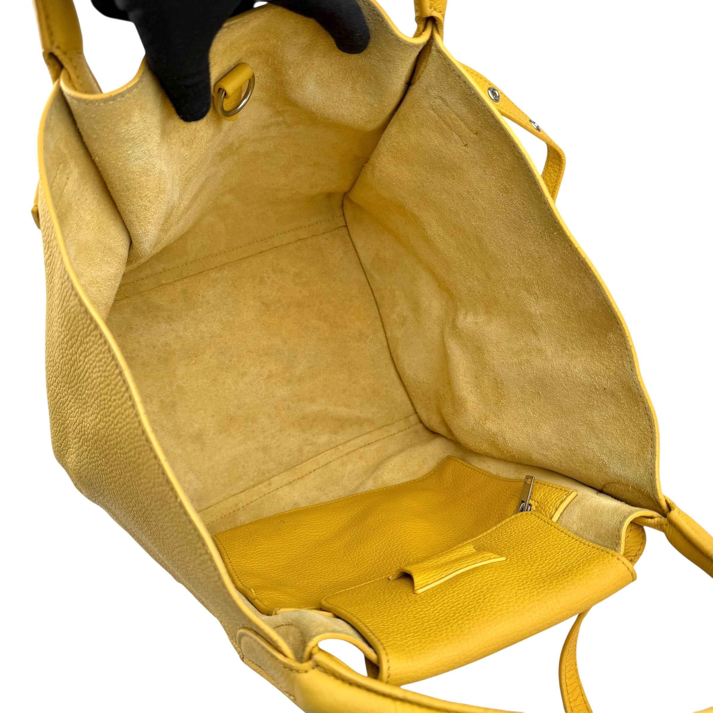 Celine Yellow Pebbled Leather Long Strap Big Bag