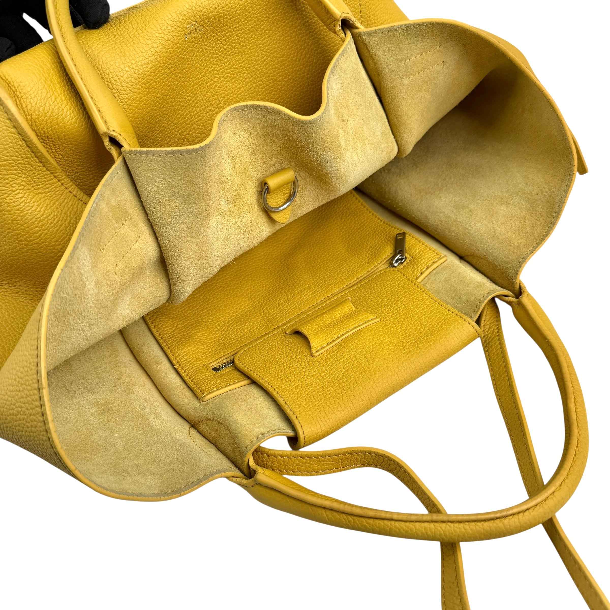 Celine Yellow Pebbled Leather Long Strap Big Bag