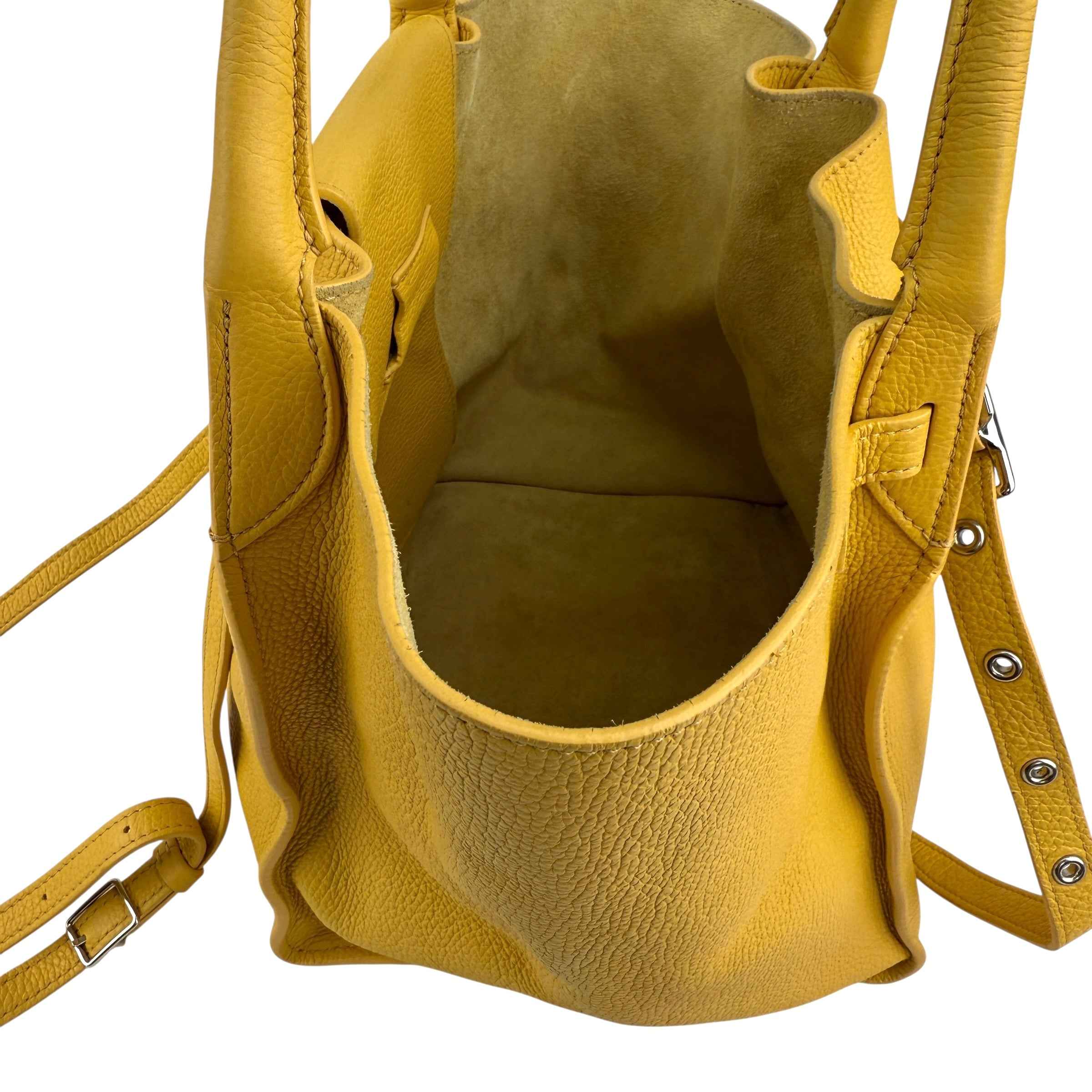 Celine Yellow Pebbled Leather Long Strap Big Bag