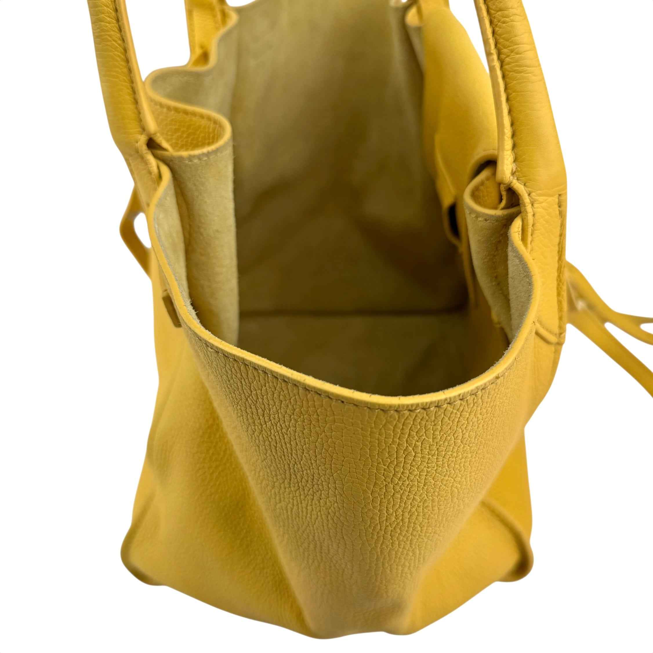 Celine Yellow Pebbled Leather Long Strap Big Bag