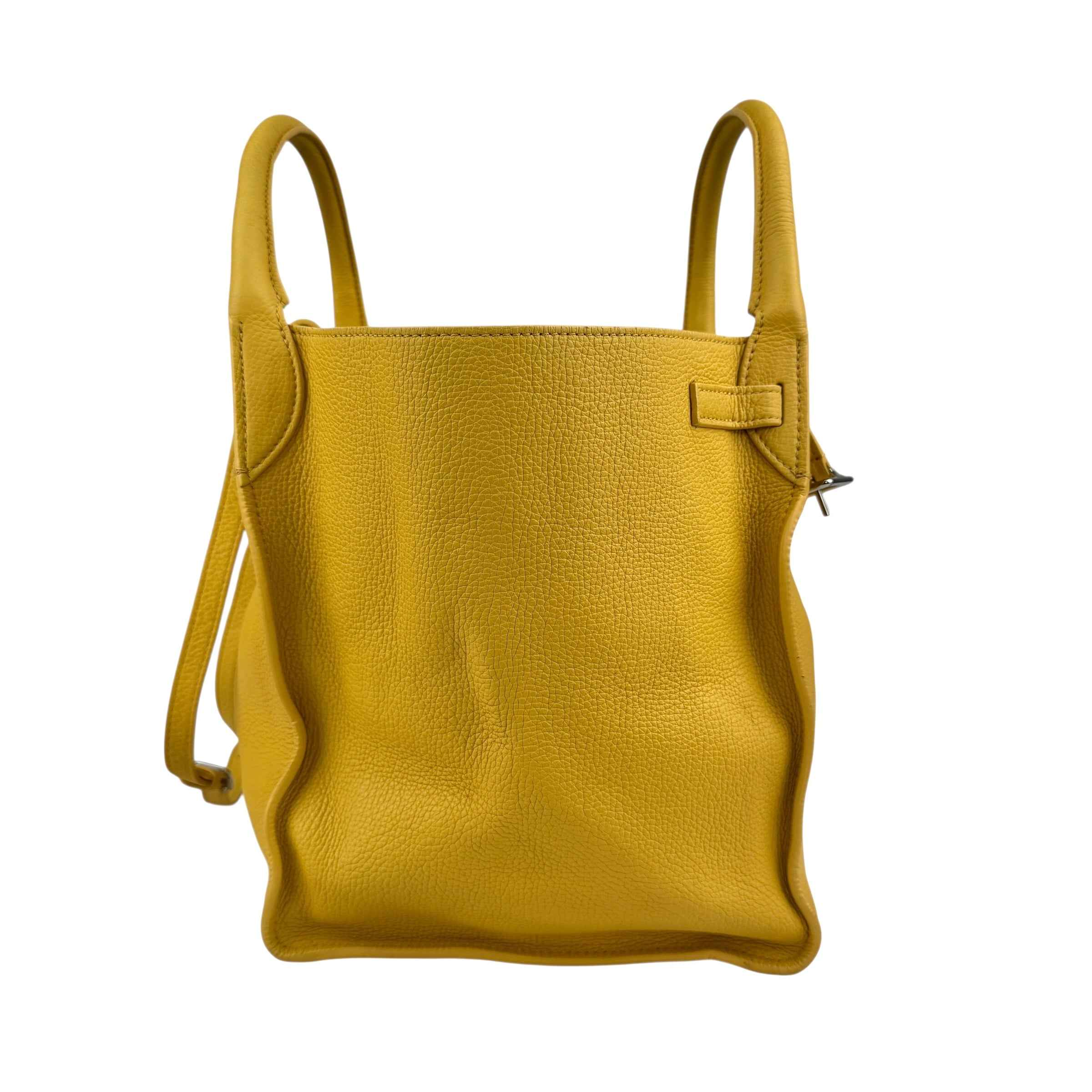 Celine Yellow Pebbled Leather Long Strap Big Bag