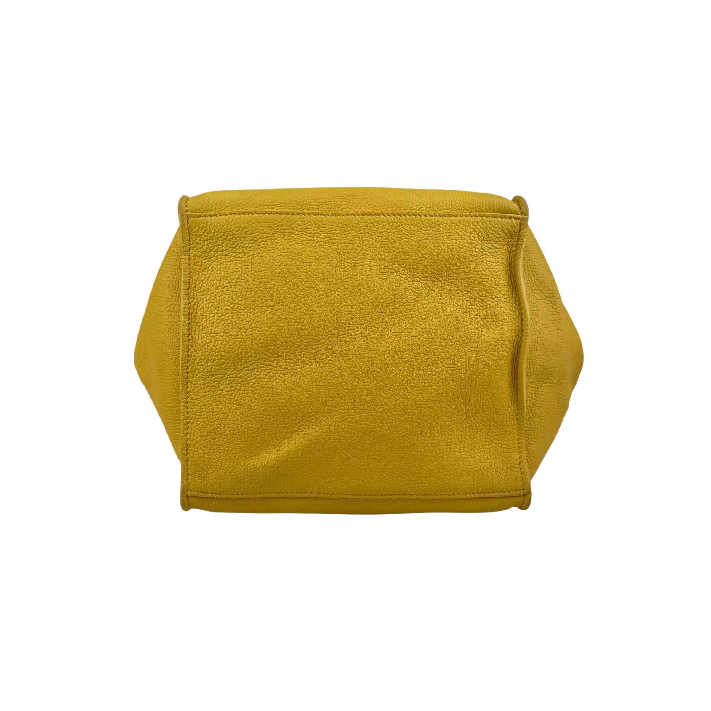 Celine Yellow Pebbled Leather Long Strap Big Bag