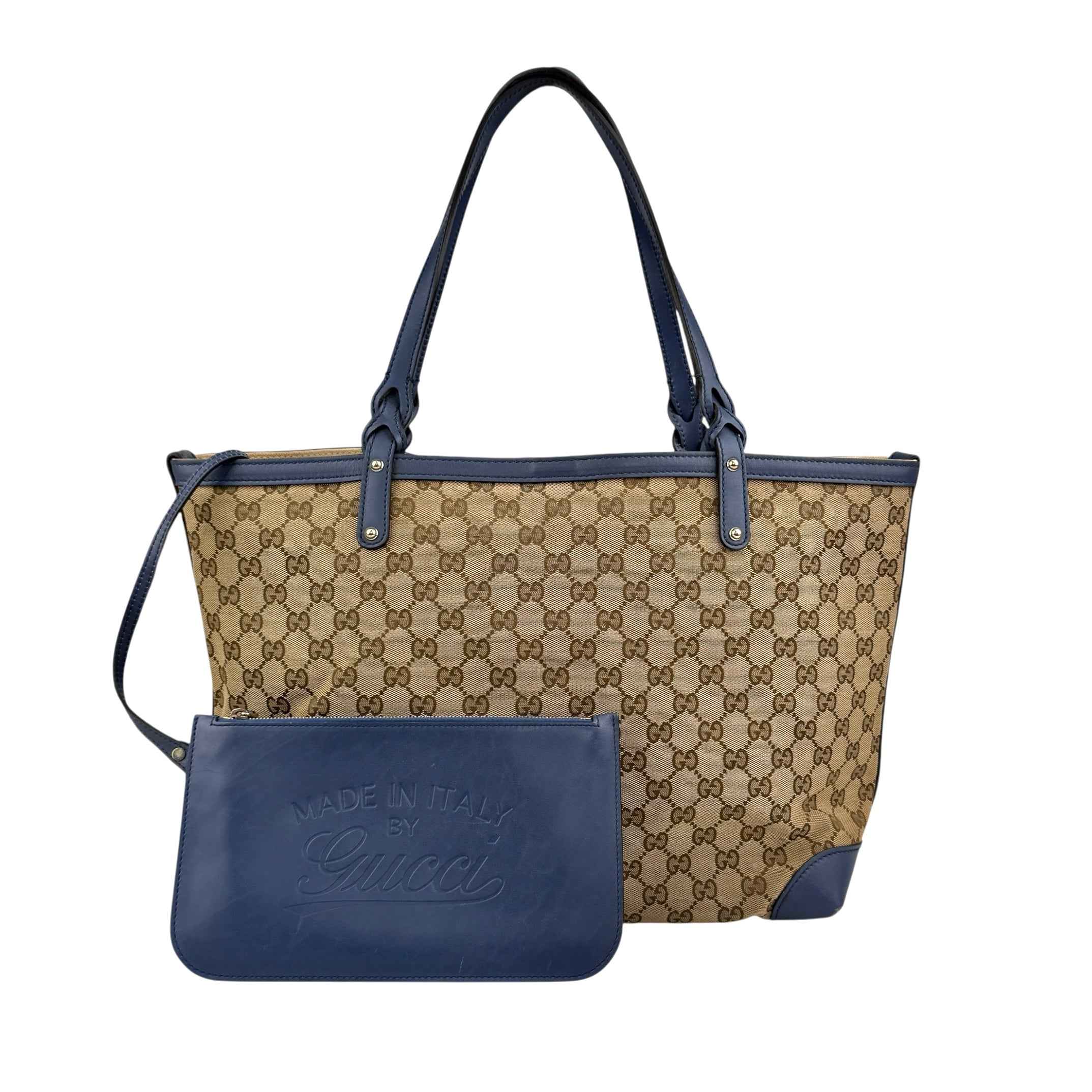 Gucci Beige/Blue GG Canvas Craft Original Tote Bag
