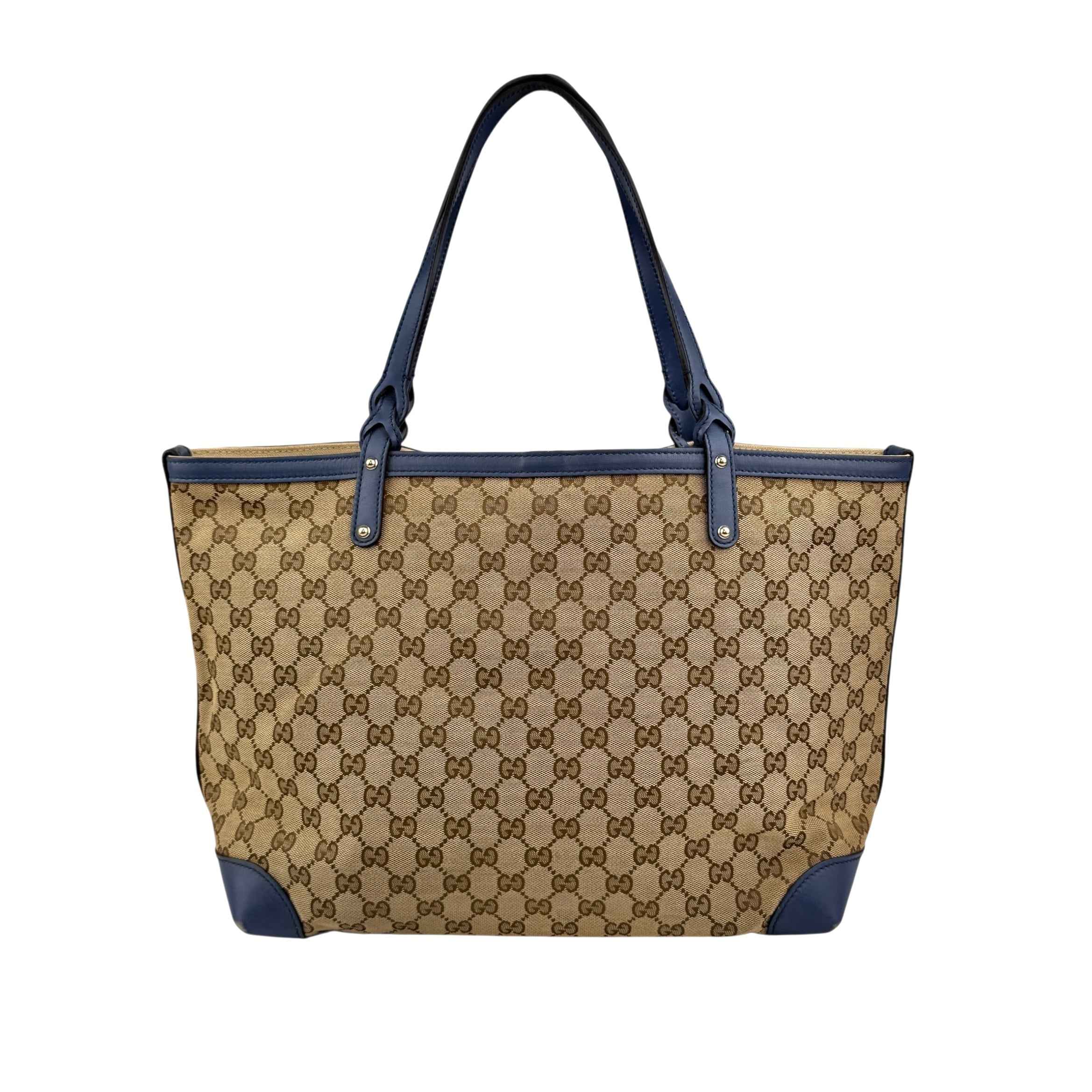 Gucci Beige/Blue GG Canvas Craft Original Tote Bag