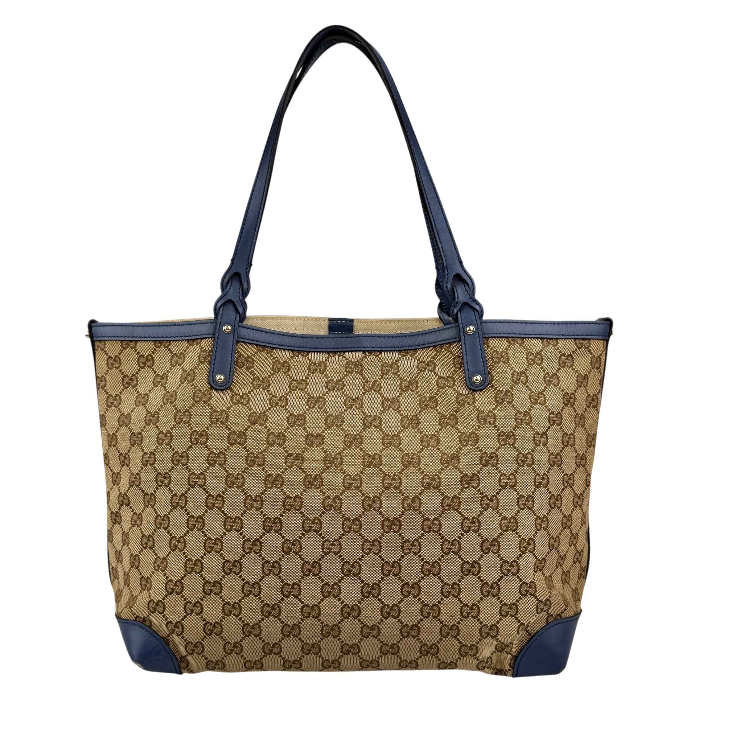 Gucci Beige/Blue GG Canvas Craft Original Tote Bag
