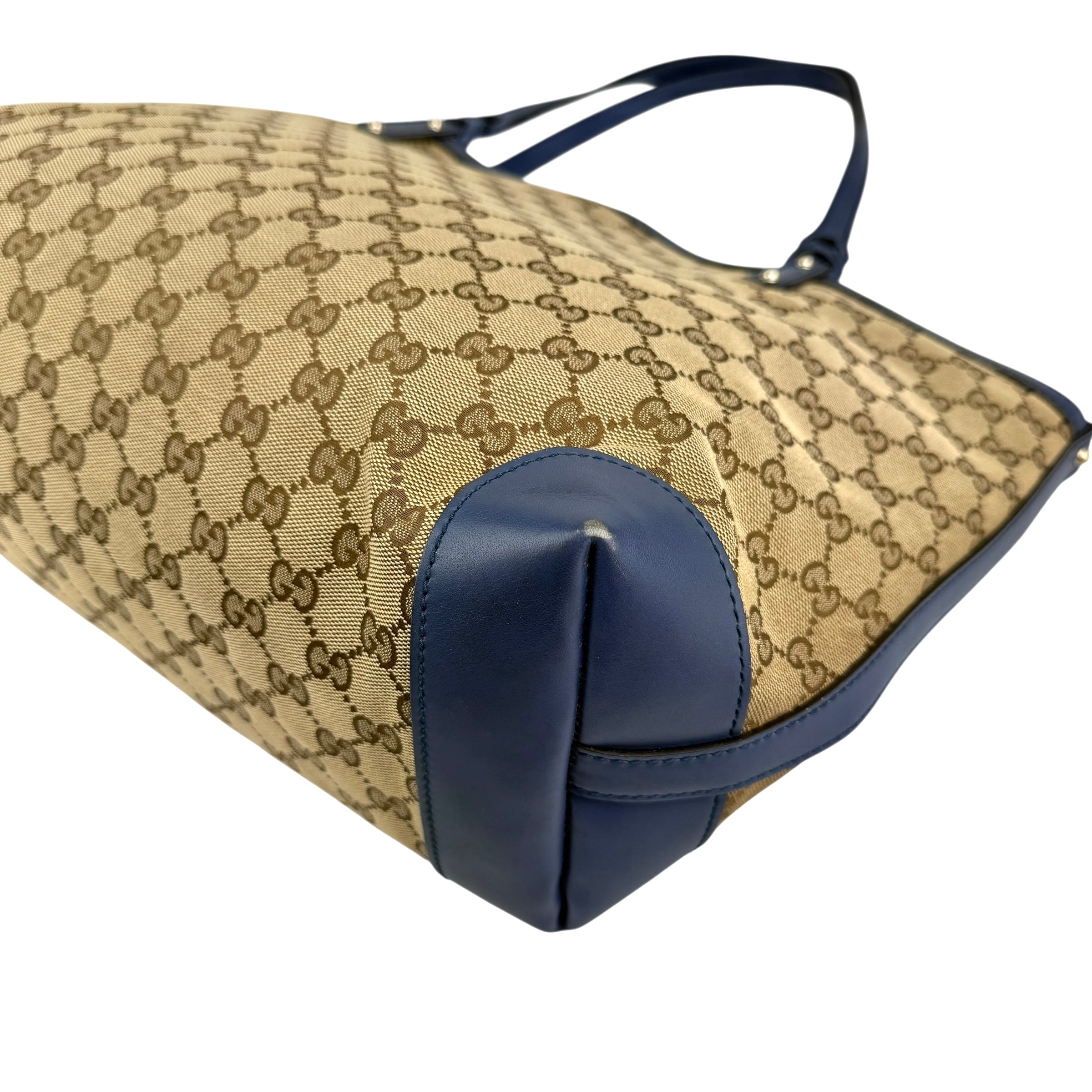 Pre-owned Gucci Beige/Blue GG Canvas Craft Original Tote Bag