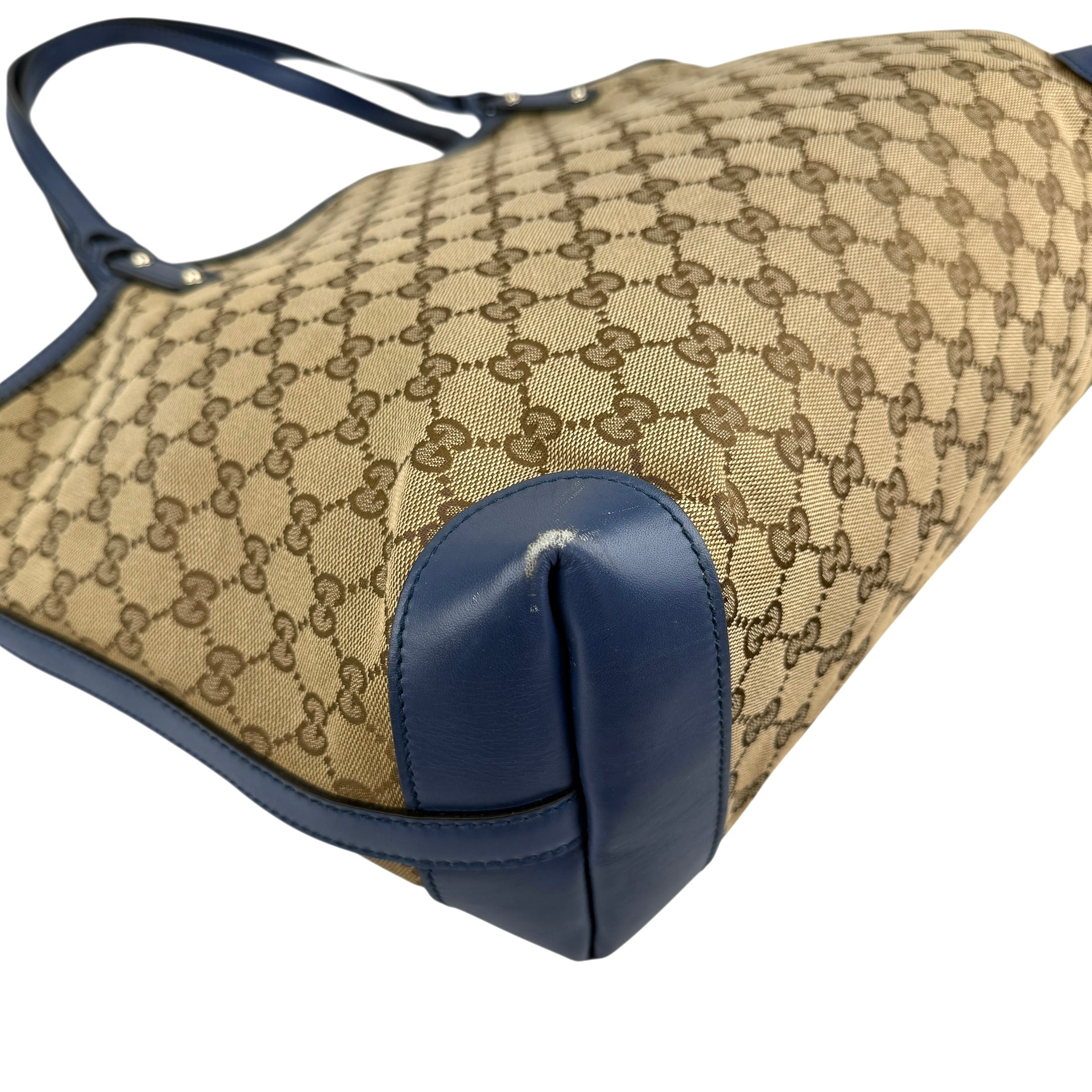 Pre-owned Gucci Beige/Blue GG Canvas Craft Original Tote Bag
