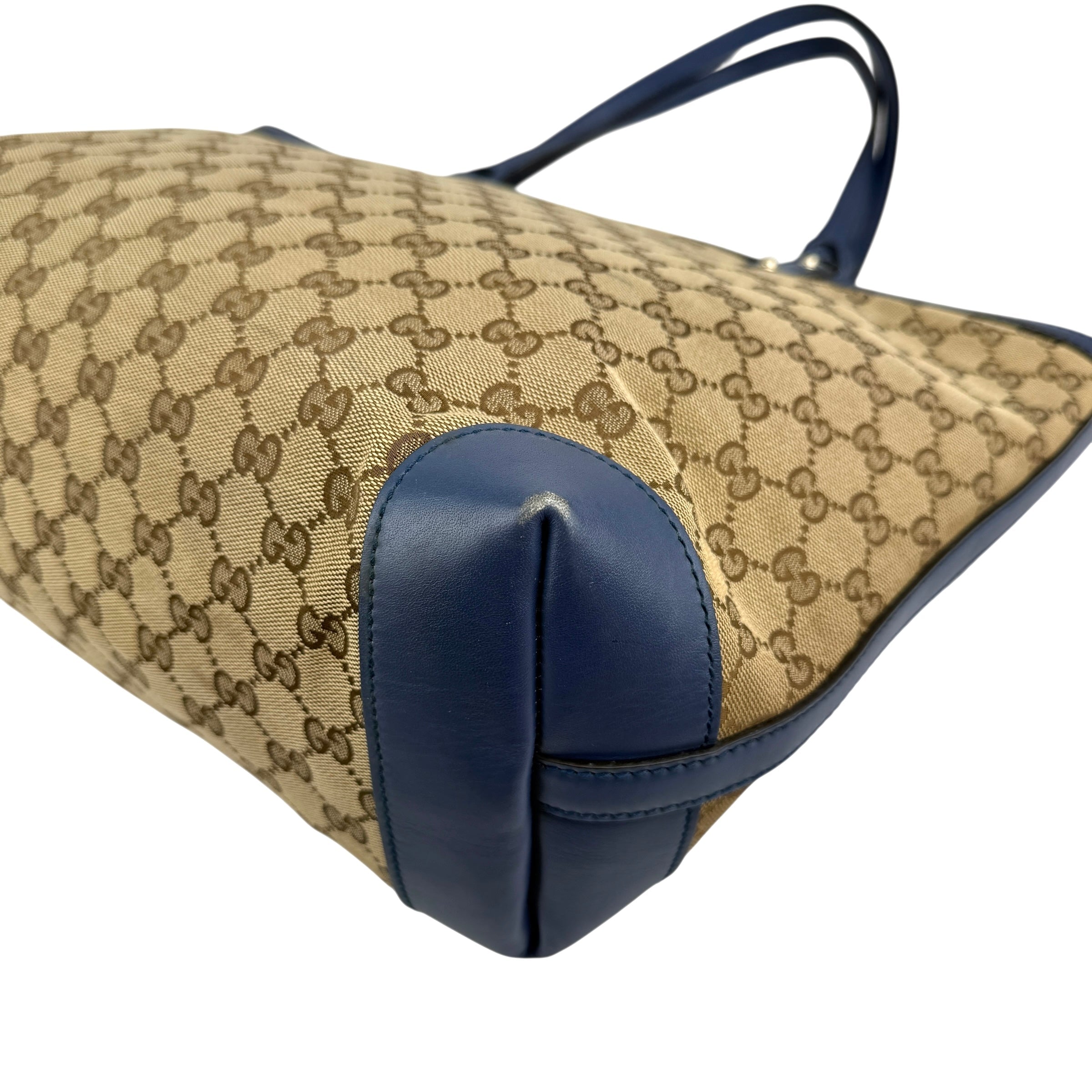 Pre-owned Gucci Beige/Blue GG Canvas Craft Original Tote Bag