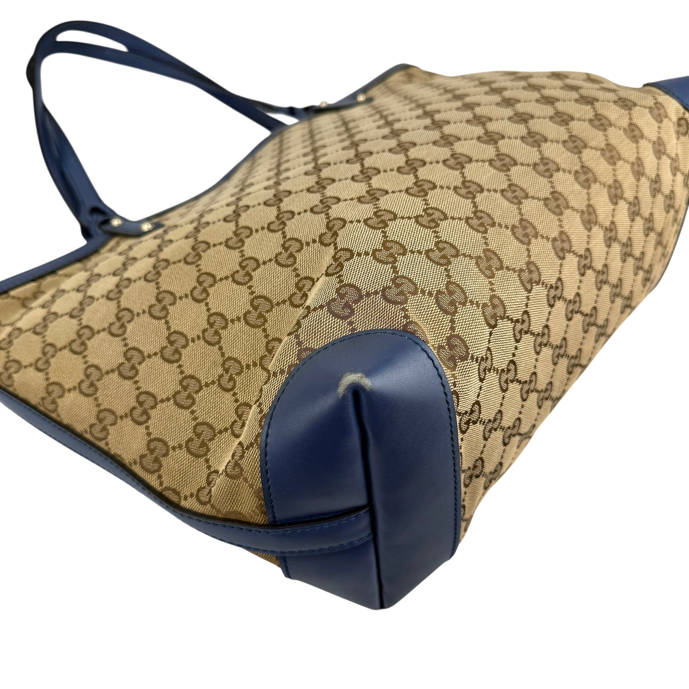 Pre-owned Gucci Beige/Blue GG Canvas Craft Original Tote Bag