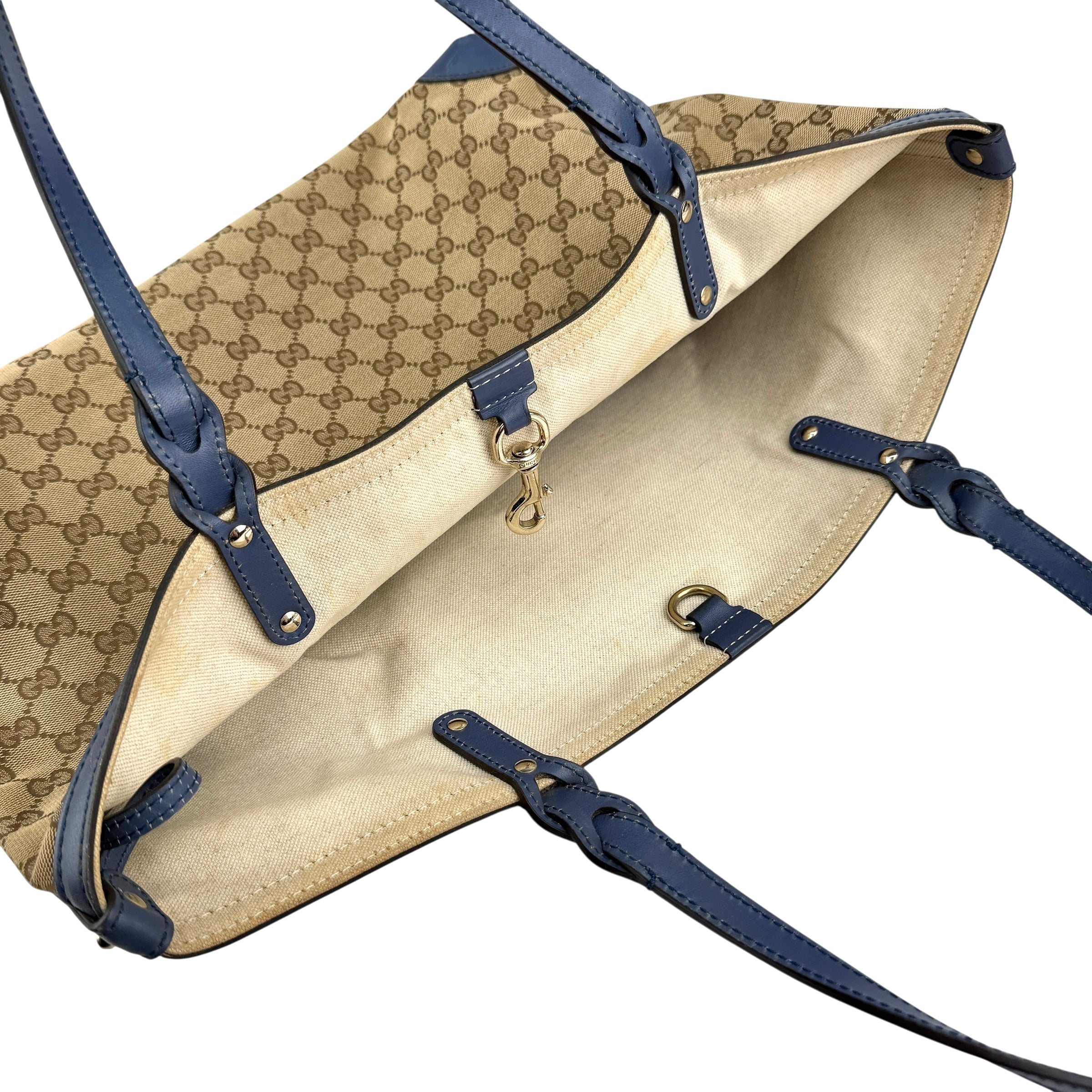 Pre-owned Gucci Beige/Blue GG Canvas Craft Original Tote Bag