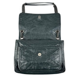 Pre-owned Saint Laurent Green Crinkled Calfskin Leather Medium Niki bag