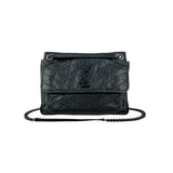 Pre-owned Saint Laurent Green Crinkled Calfskin Leather Medium Niki bag main image