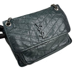 Pre-owned Saint Laurent Green Crinkled Calfskin Leather Medium Niki bag