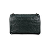 Pre-owned Saint Laurent Green Crinkled Calfskin Leather Medium Niki bag back view