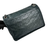 Pre-owned Saint Laurent Green Crinkled Calfskin Leather Medium Niki bag
