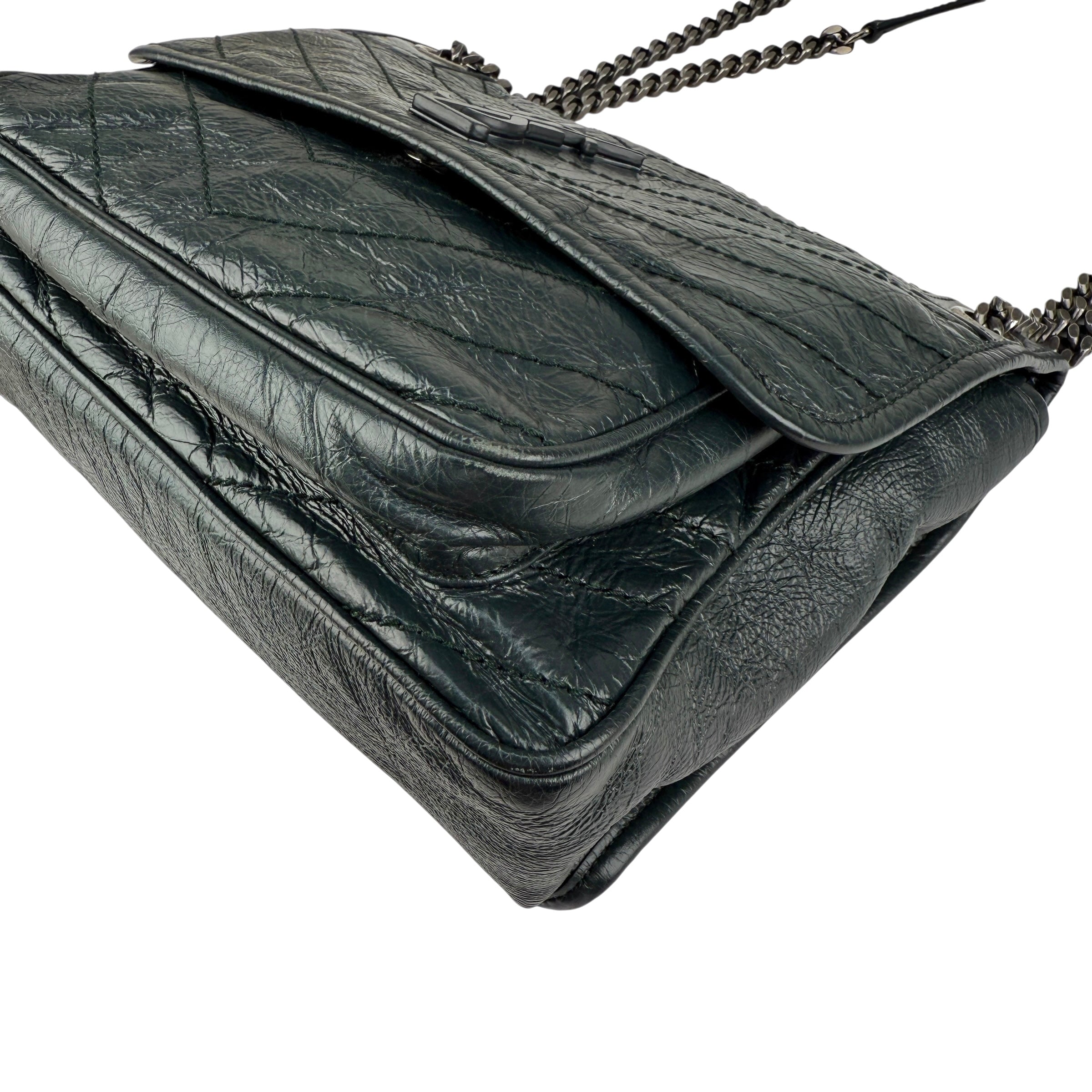 Pre-owned Saint Laurent Green Crinkled Calfskin Leather Medium Niki bag