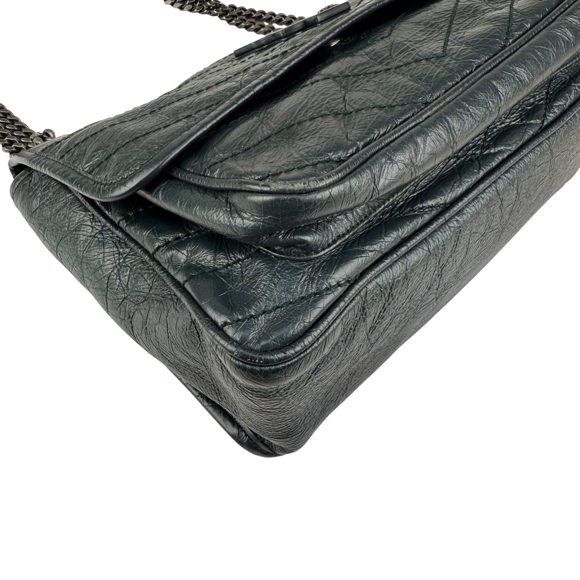 Pre-owned Saint Laurent Green Crinkled Calfskin Leather Medium Niki bag