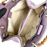 Pre-owned Gucci Purple Pebbled Leather Bamboo Top Handle Mini Shopper Tote Bag tote bag