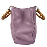 Pre-owned Gucci Purple Pebbled Leather Bamboo Top Handle Mini Shopper Tote Bag tote bag