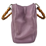 Pre-owned Gucci Purple Pebbled Leather Bamboo Top Handle Mini Shopper Tote Bag tote bag