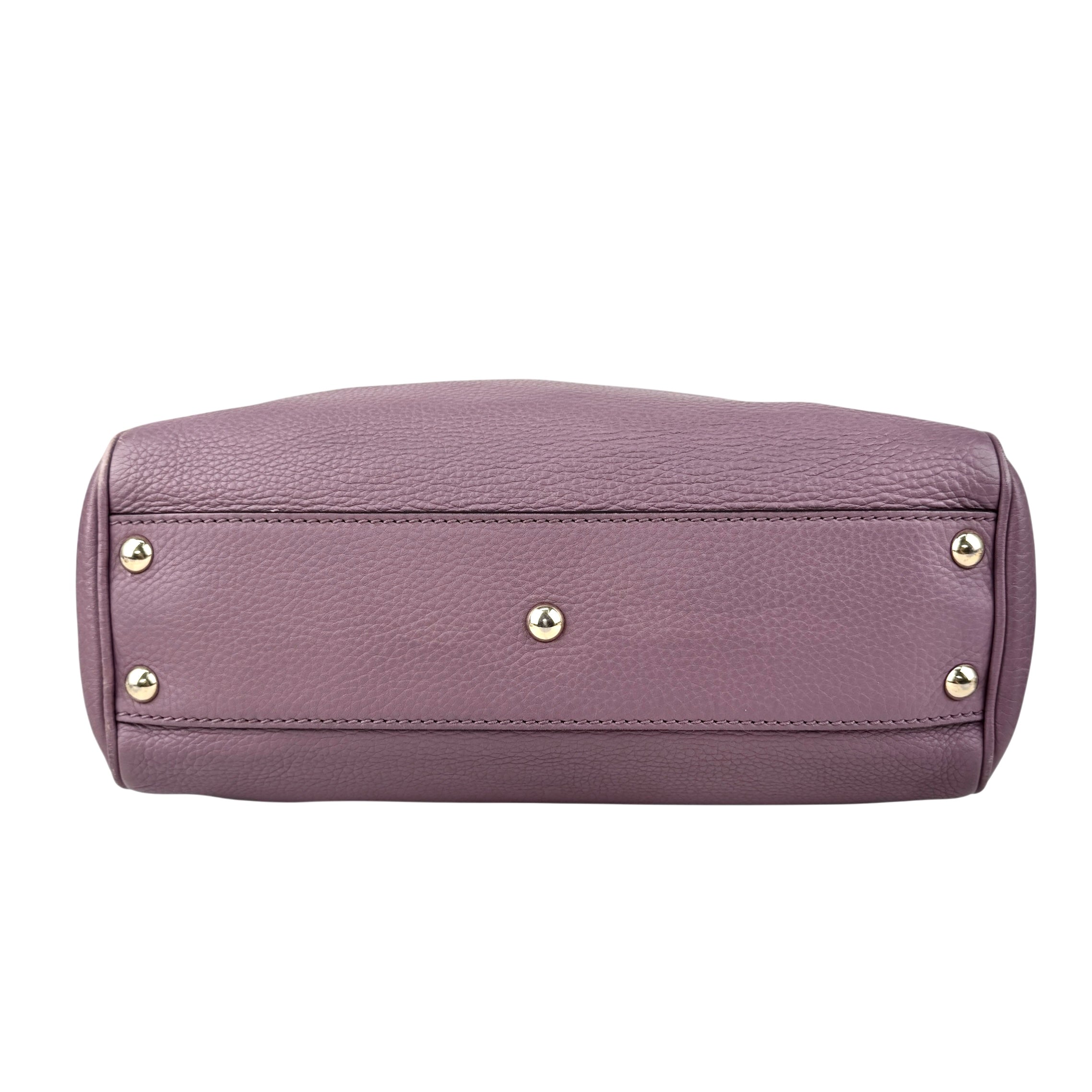 Pre-owned Gucci Purple Pebbled Leather Bamboo Top Handle Mini Shopper Tote Bag tote bag