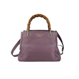 Pre-owned Gucci Purple Pebbled Leather Bamboo Top Handle Mini Shopper Tote Bag tote bag main image