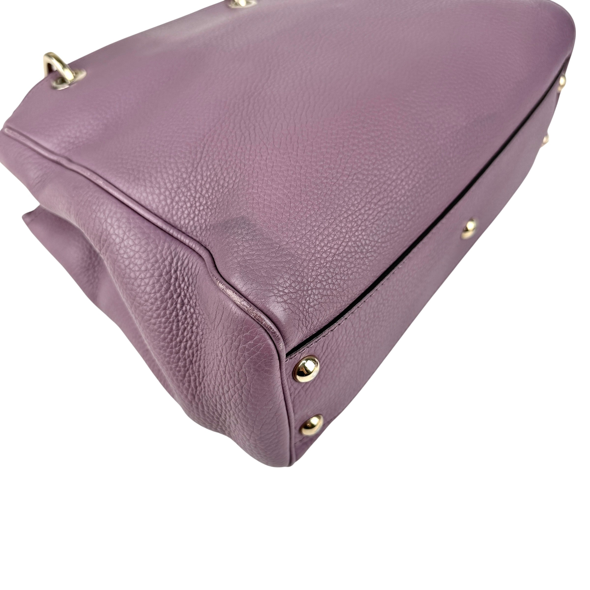 Pre-owned Gucci Purple Pebbled Leather Bamboo Top Handle Mini Shopper Tote Bag tote bag
