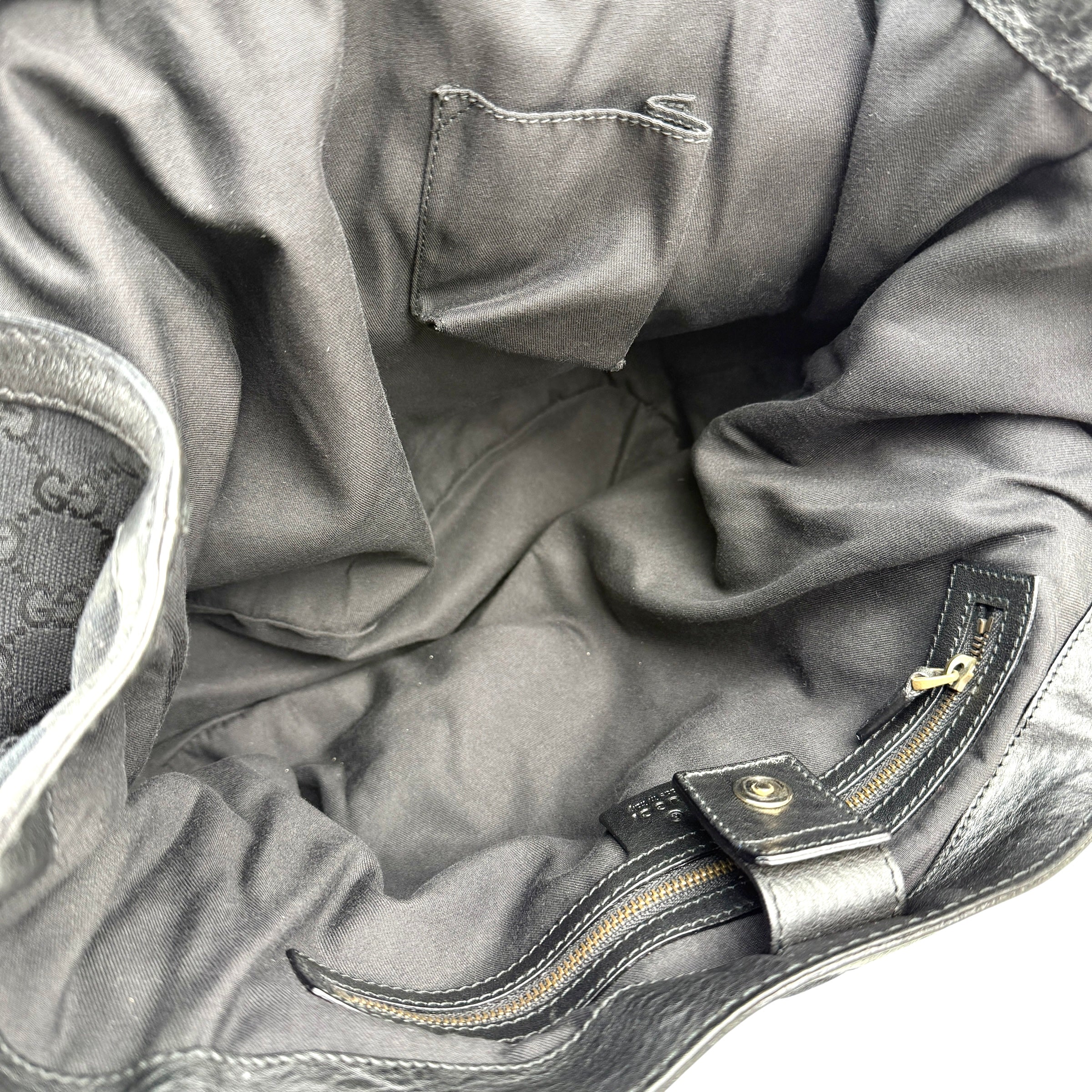 Gucci Black GG Canvas and Leather Jockey Tote
