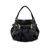 Gucci Black GG Canvas and Leather Jockey Tote