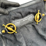 Gucci Black GG Canvas and Leather Jockey Tote
