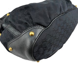 Gucci Black GG Canvas and Leather Jockey Tote