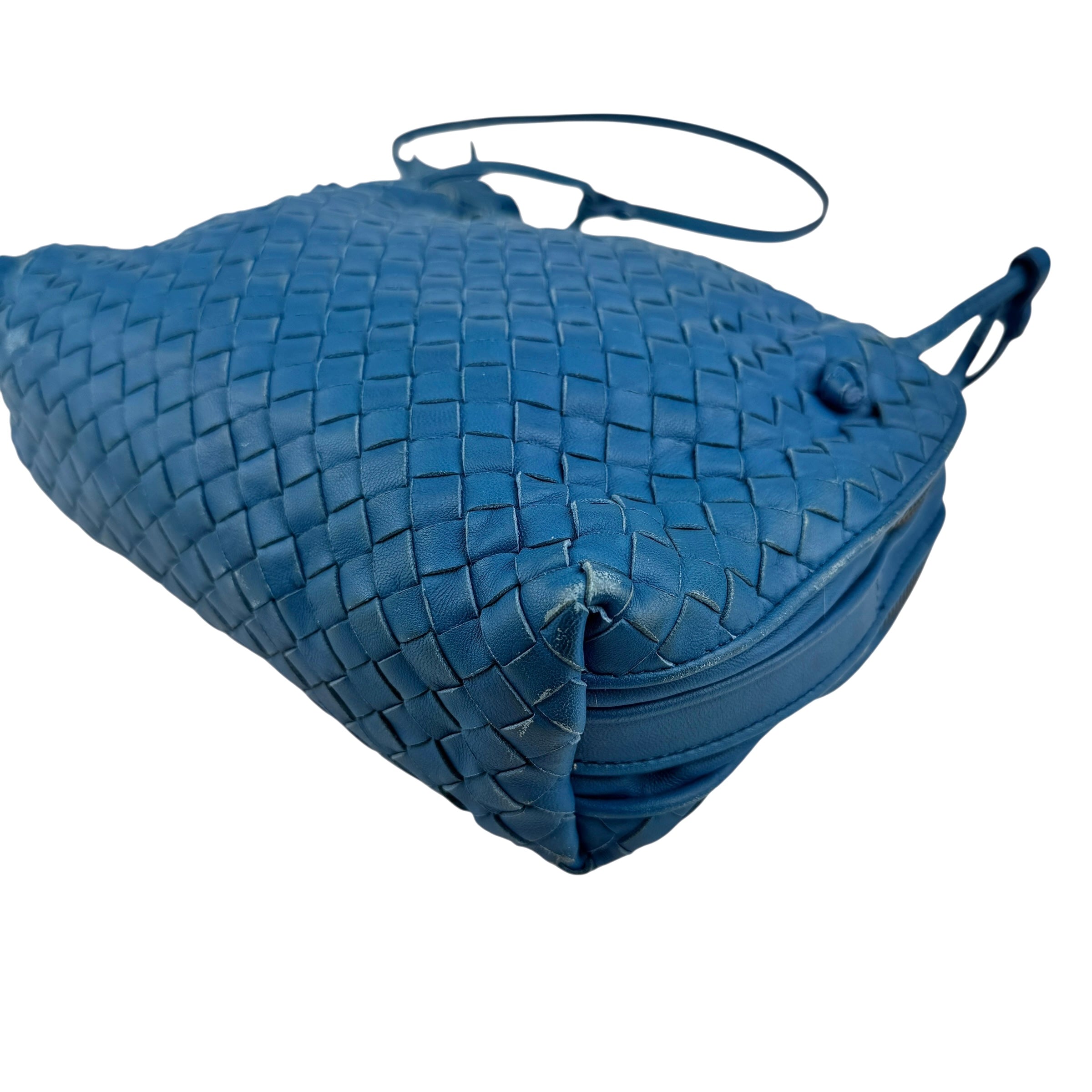 Pre-owned Bottega Veneta Blue Intrecciato Leather Nodini Crossbody Bag