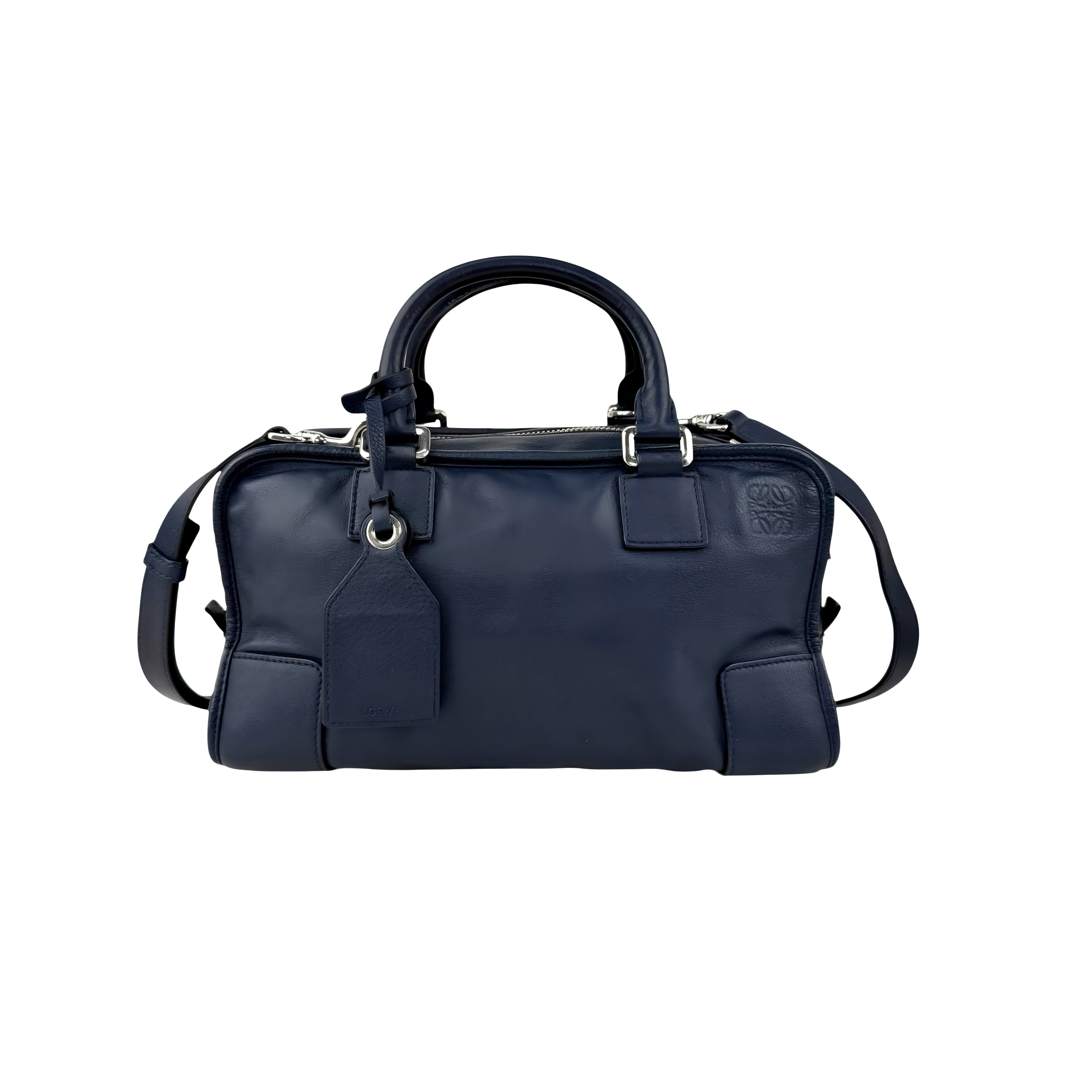 loewe amazona handbag navy blue leather front