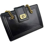 Chanel Black Smooth Calfskin Leather Boy Small Tote Bag
