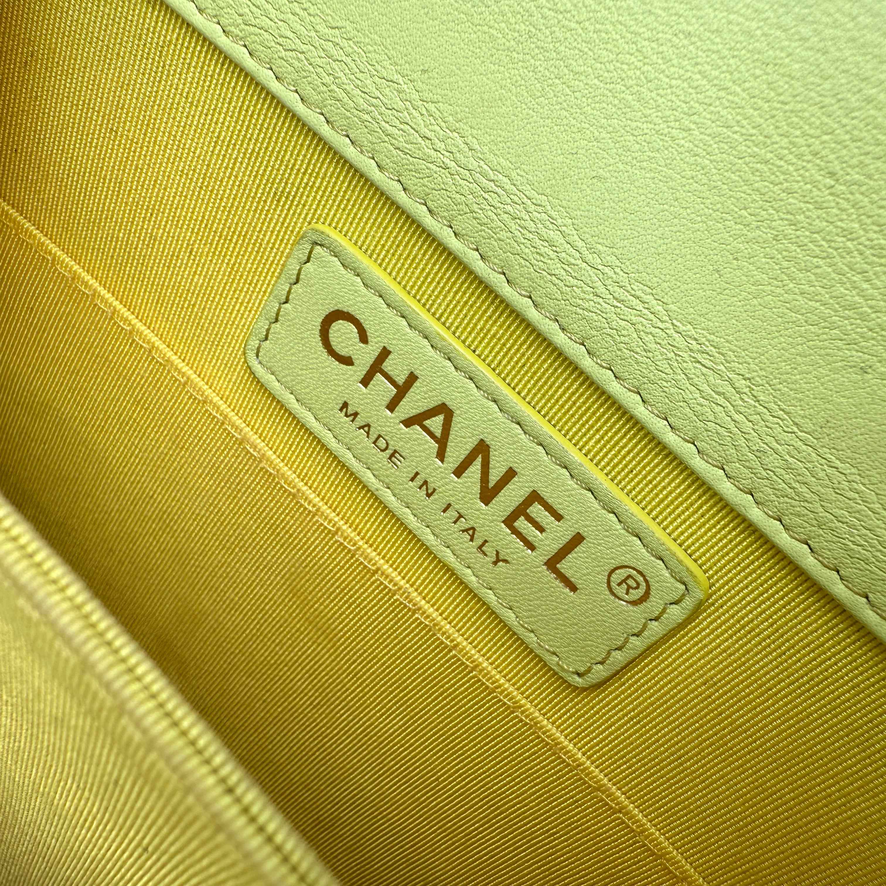 Chanel Calfskin Quilted North South Boy Flap Light Green