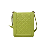 Chanel Calfskin Quilted North South Boy Flap Light Green
